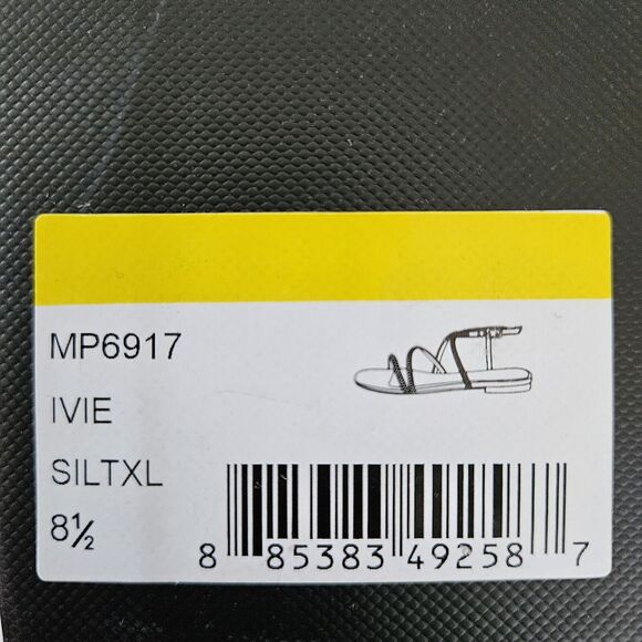 BADGLEY MISHKA Ivie Strappy Sandal Women's 8.5M Stone Embellished Silver $198 - Picture 11 of 11